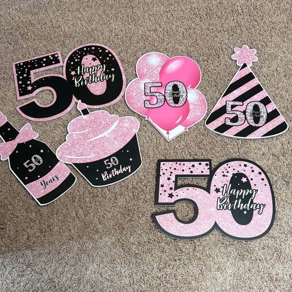 Pink and Black 50th Birthday Party Decorations